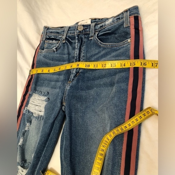 McGuire Damn Fine High Rise Side Striped Cropped Raw Hem Jeans 246D Size 27 - Picture 10 of 16